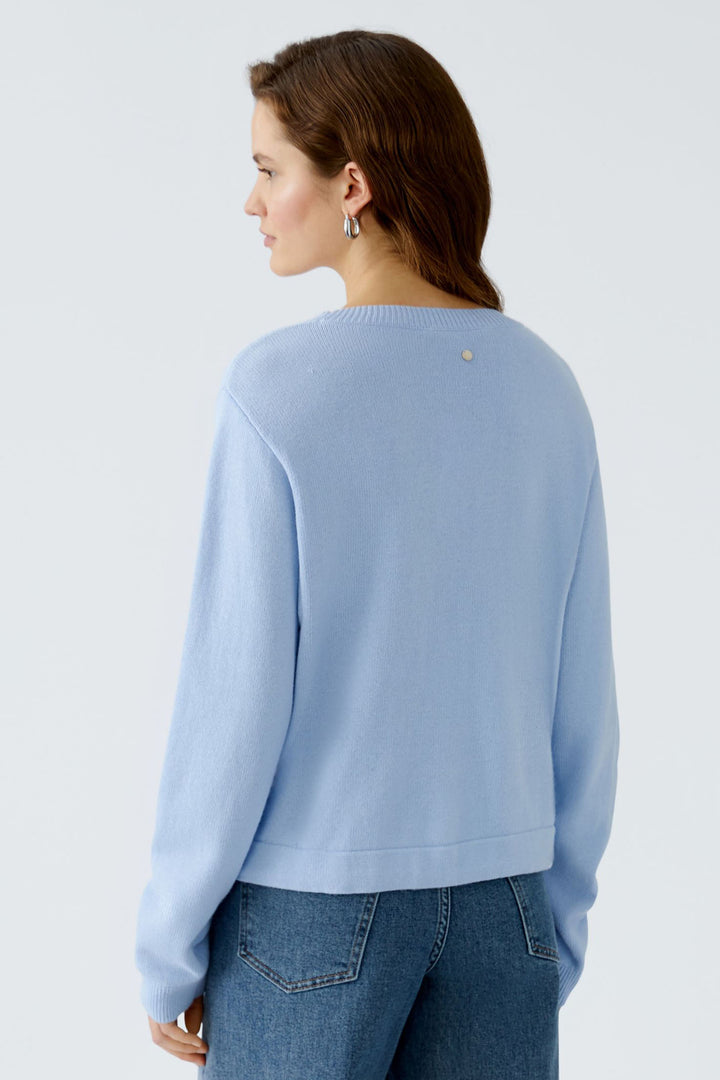 Oui 91878 Powder Blue Wide Neck Drawstring Waist Jumper - Dotique