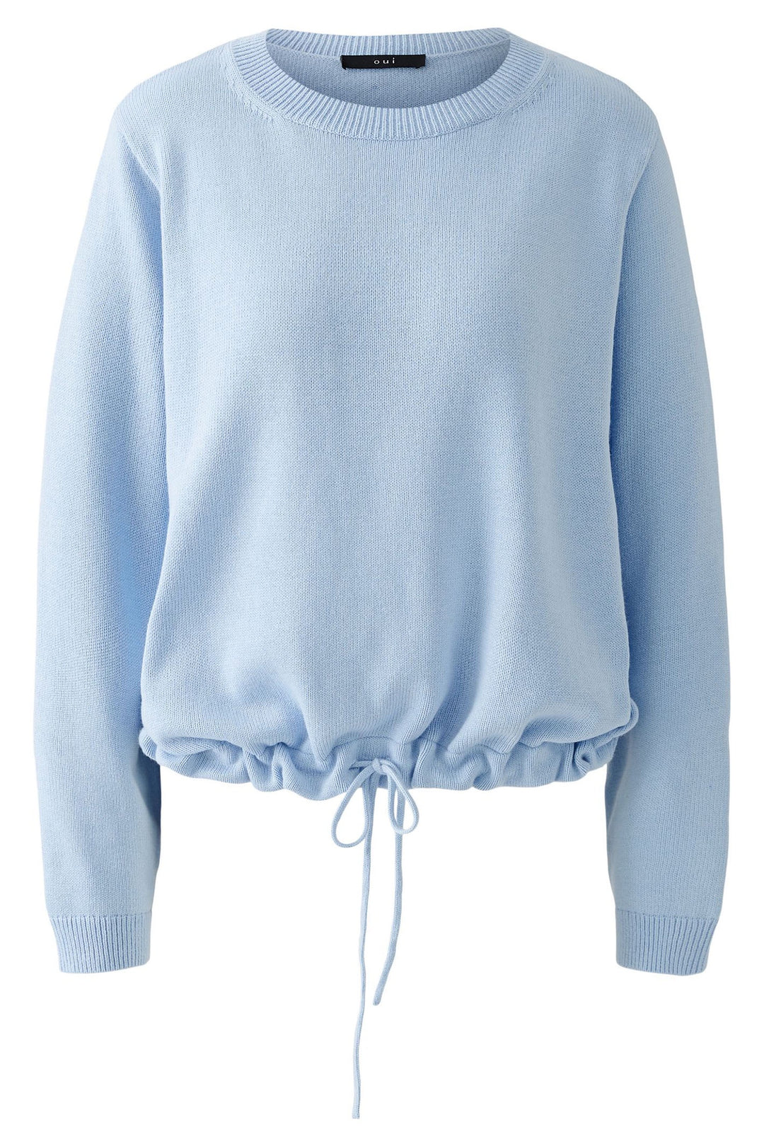 Oui 91878 Powder Blue Wide Neck Drawstring Waist Jumper - Dotique