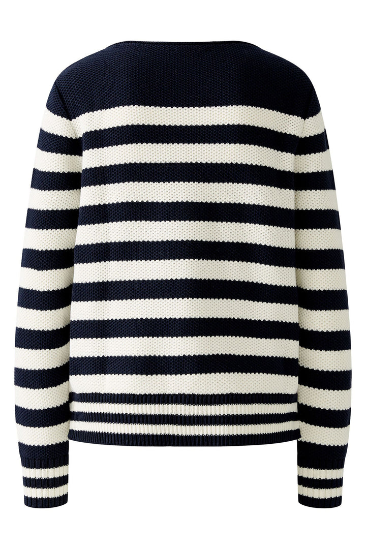 Oui 91948 Dark Blue White Striped Jumper - Dotique