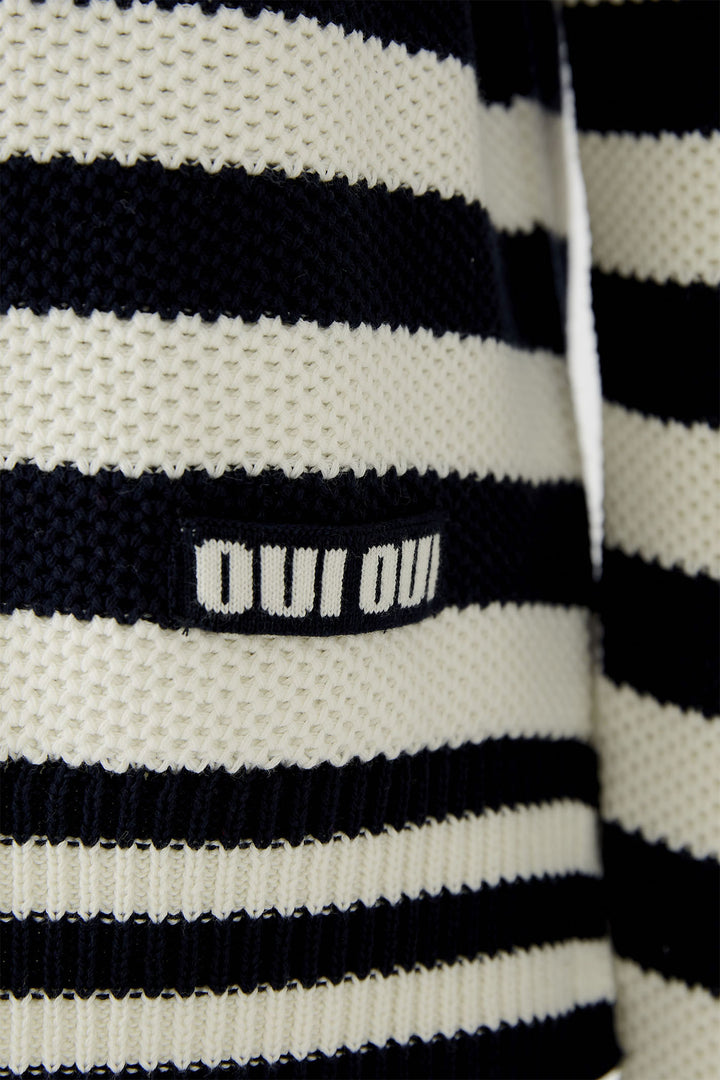 Oui 91948 Dark Blue White Striped Jumper - Dotique