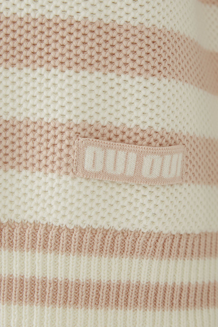 Oui 91948 Pale Pink White Striped Jumper - Dotique