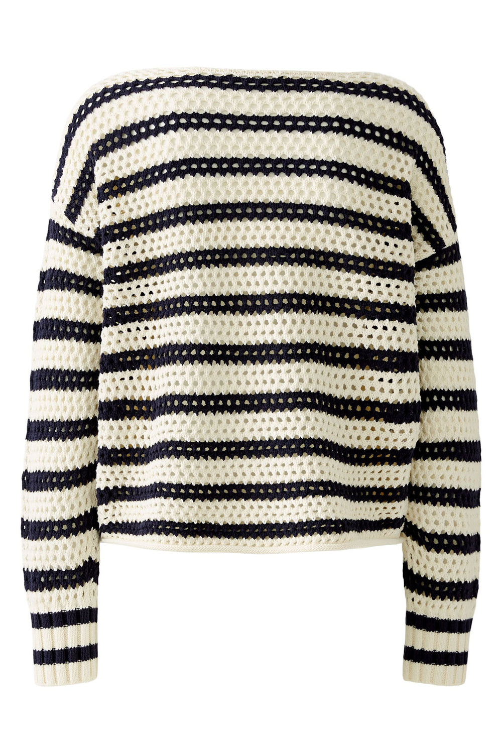 Oui 91958 White Blue Stripe Mesh Knit Jumper - Dotique