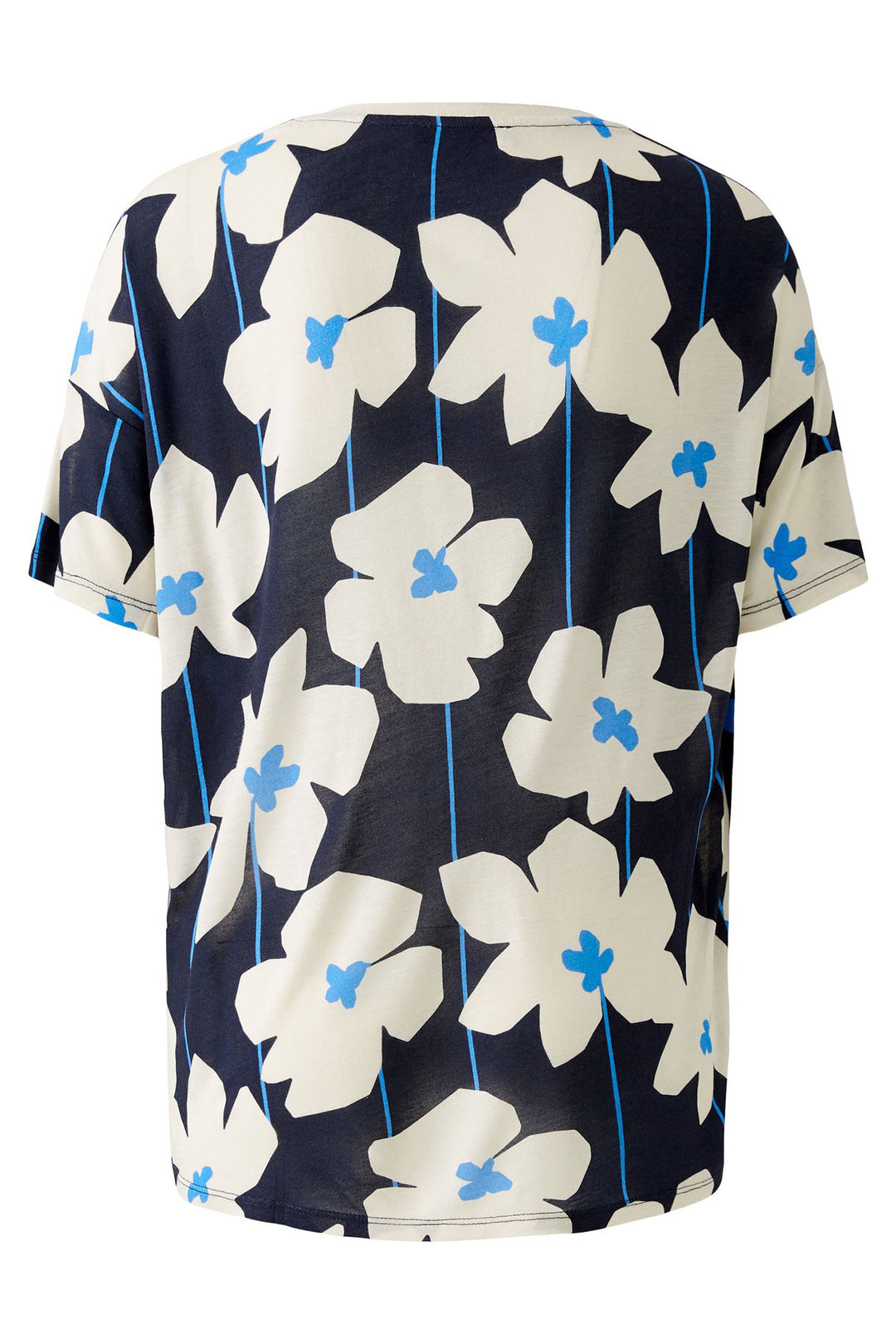 Oui 91970 Light Stone Blue Flower Print Blouse Top - Dotique