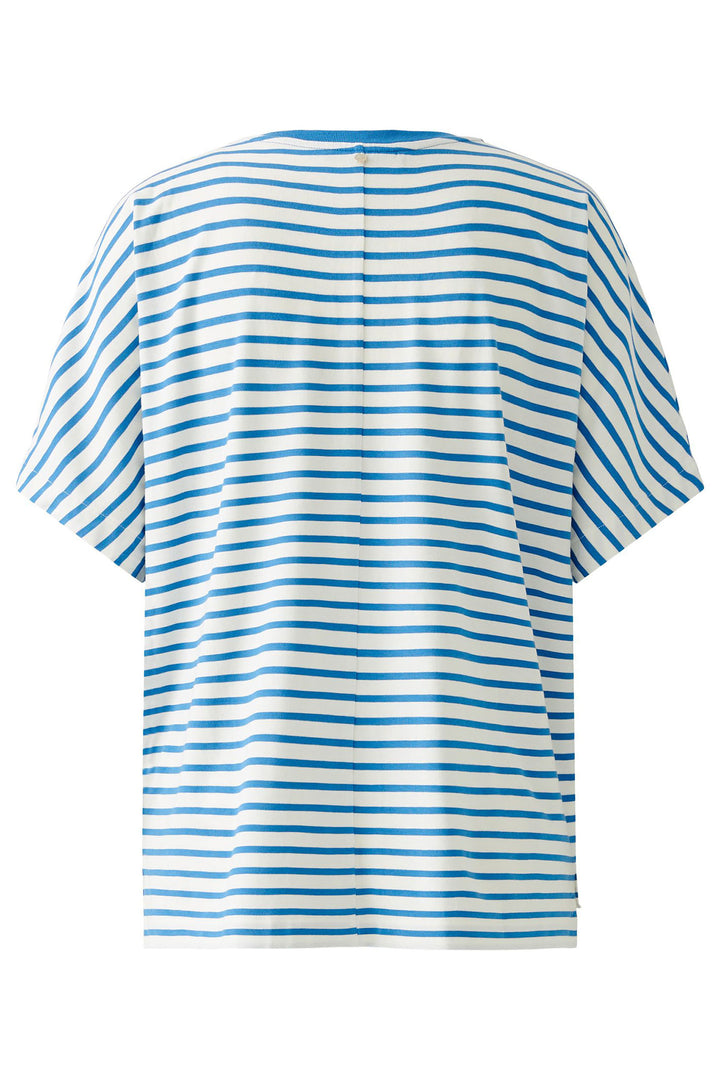 Oui 92555 Off-White Blue Stripe T-Shirt - Dotique