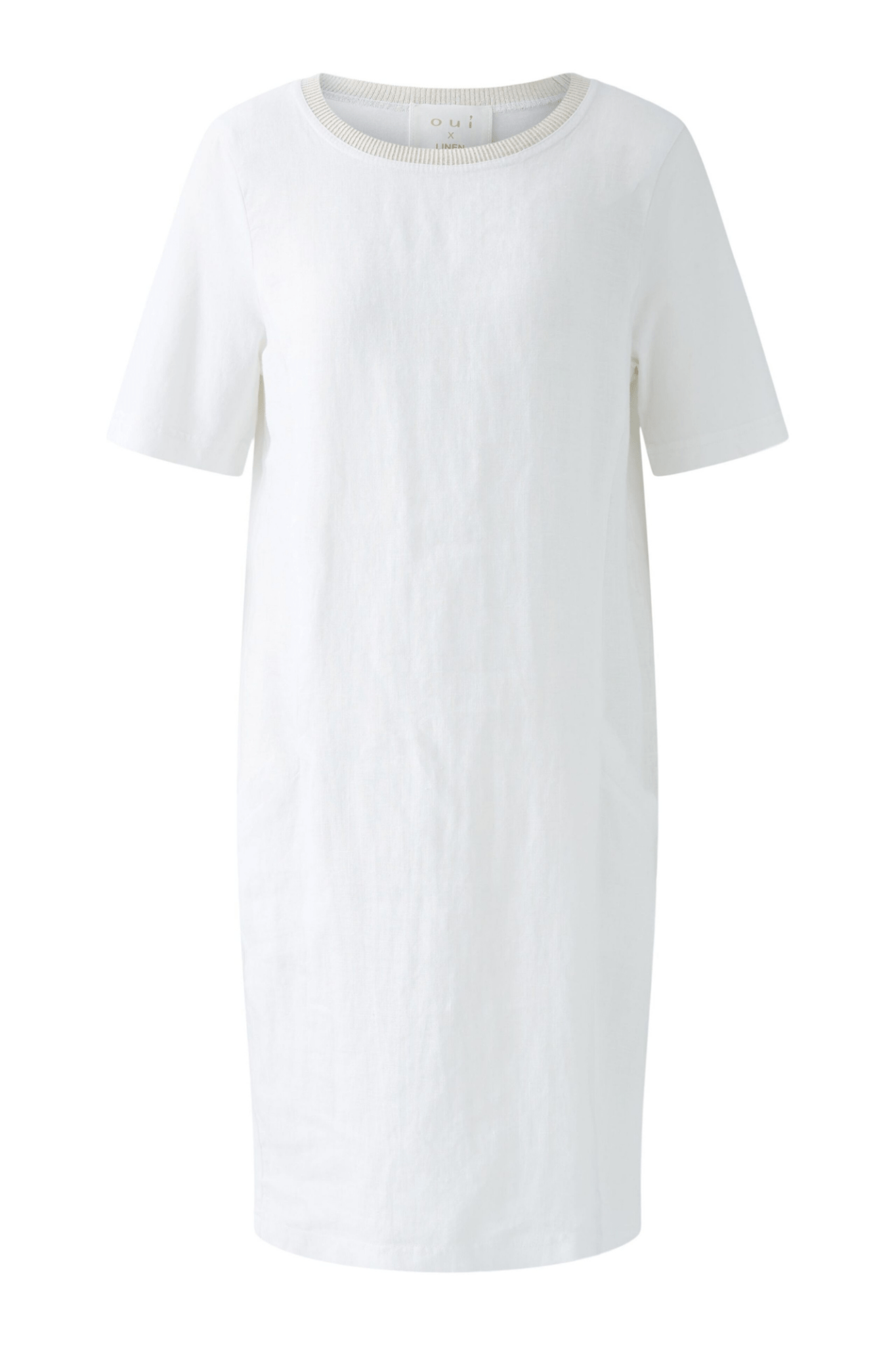 Oui 92872 Optic White Linen Dress - Dotique