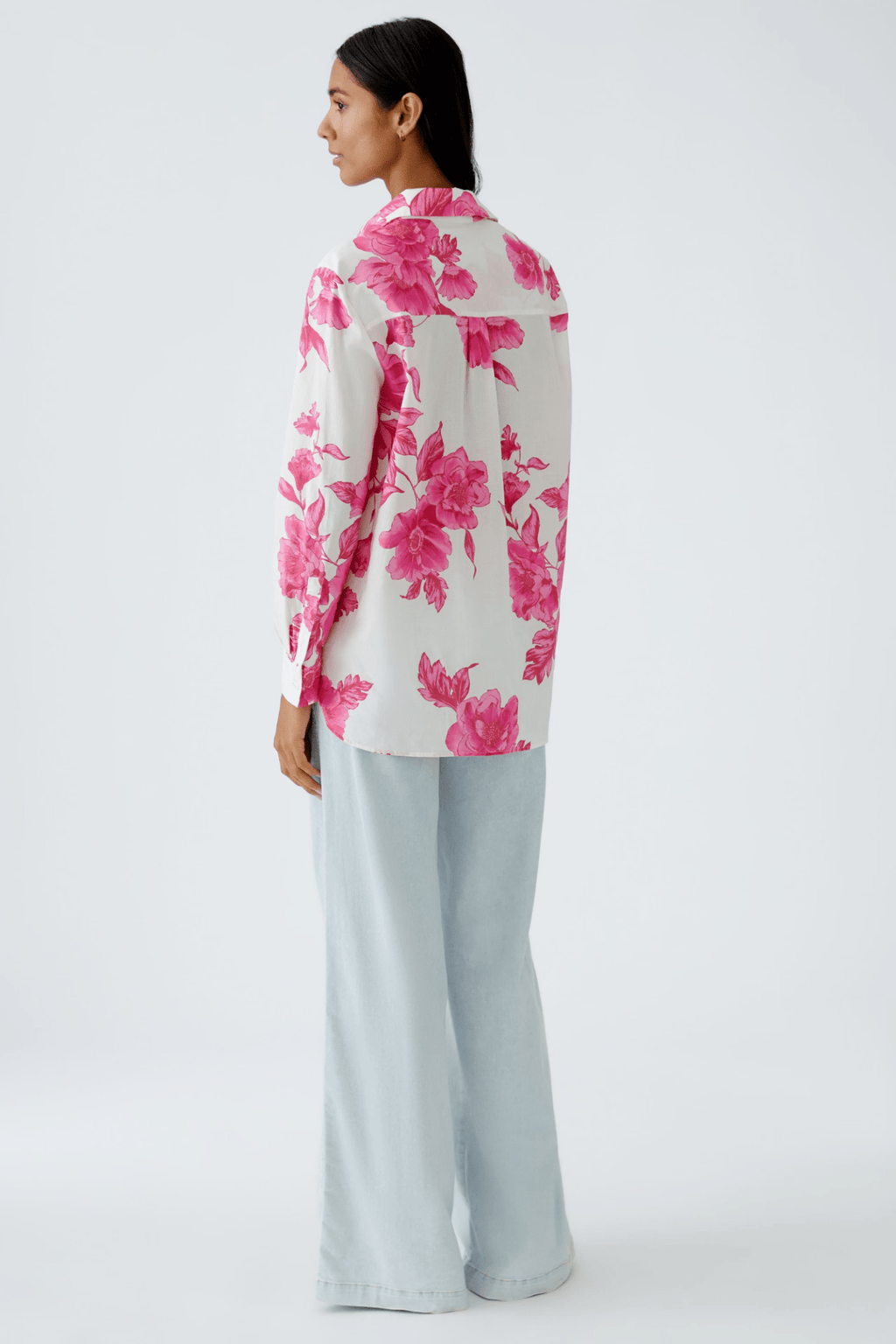 Oui 92934 Long Sleeve Pink/ White Shirt