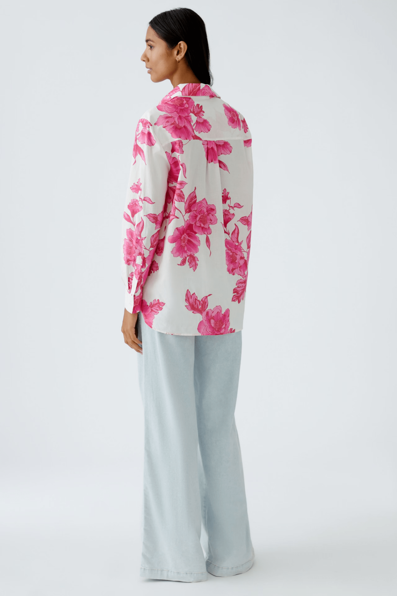 Oui 92934 Long Sleeve Pink/ White Shirt