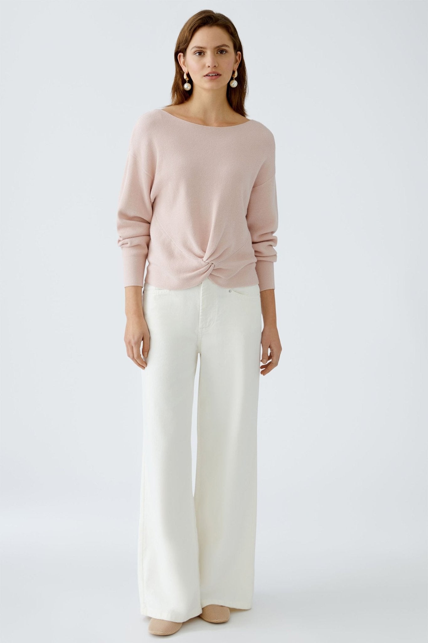 Oui 92954 Peach Whip Pullover Knot Front Detail - Dotique