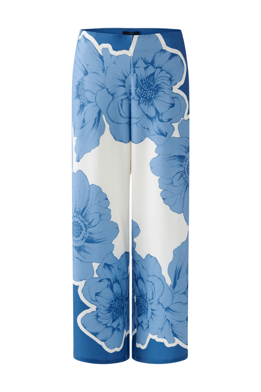 Oui 93013 Blue & White Floral Culotte Trousers - Dotique