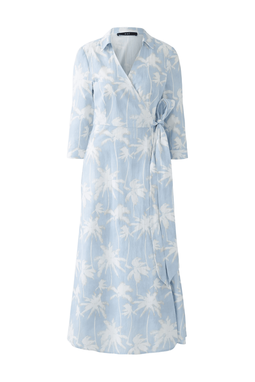 Oui 93057 Blue & White Cotton Wrap Dress - Dotique