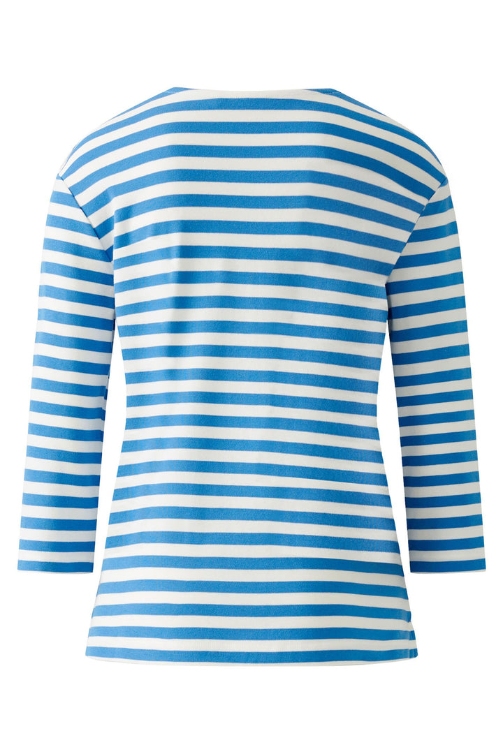 Oui 93373 White Blue Stripe Breton Style Long Sleeve Top - Dotique