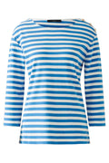 Oui 93373 White Blue Stripe Breton Style Long Sleeve Top - Dotique