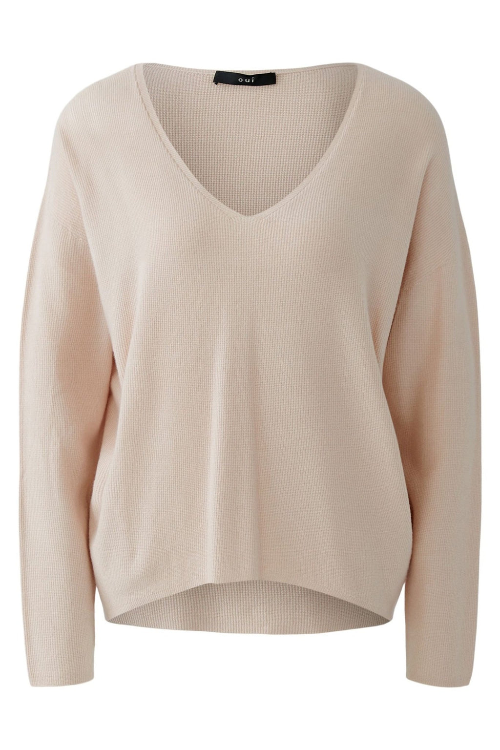 Oui 93708 Sepia Rose Pink V - Neck Jumper - Dotique - Oui