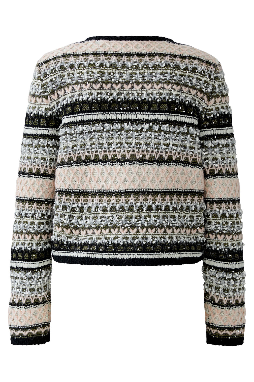 Oui 94828 Jacke 0683 Khaki Rose Striped Cardigan Jacket