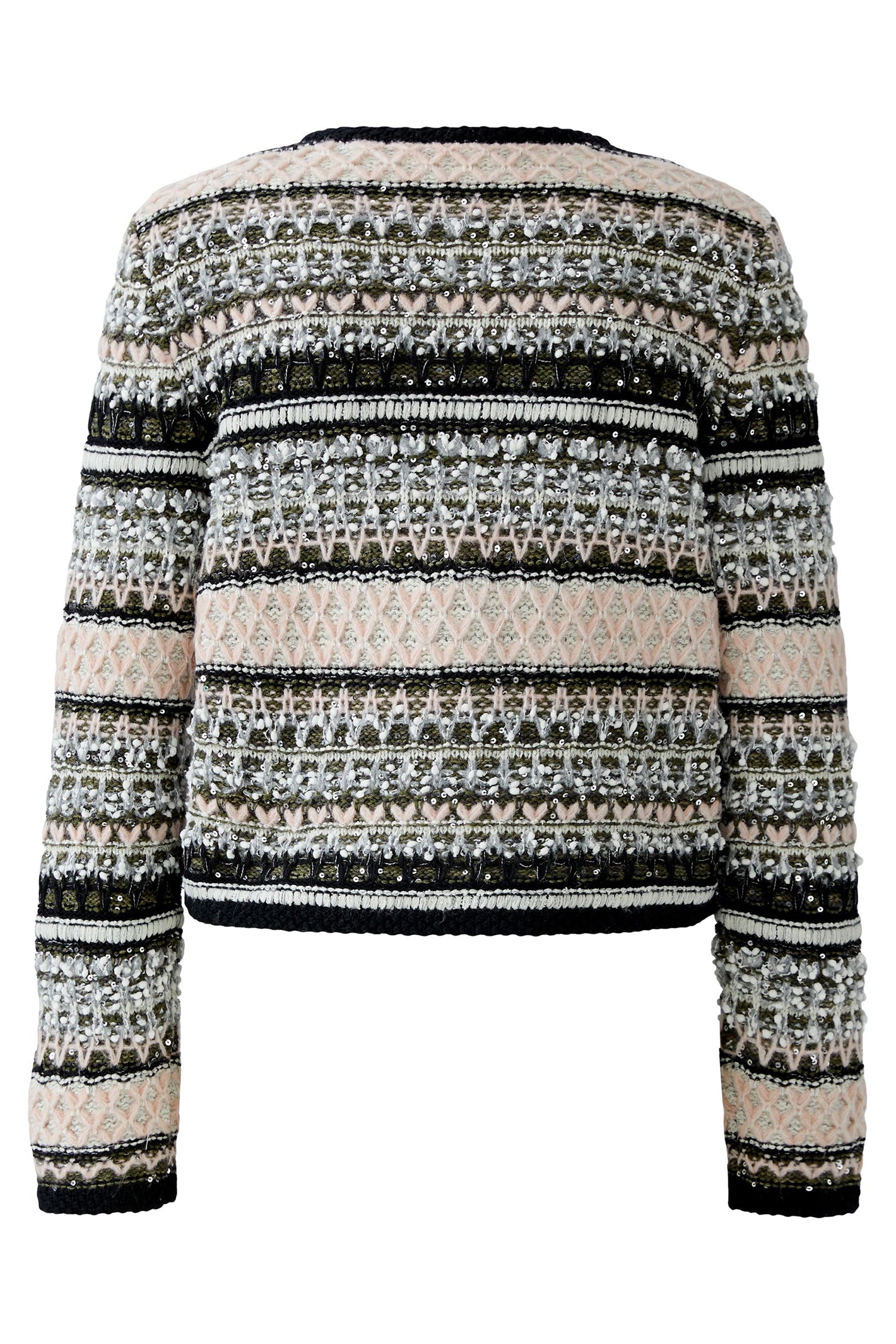 Oui 94828 Jacke 0683 Khaki Rose Striped Cardigan Jacket