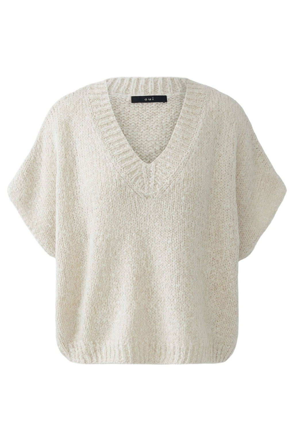 Beige knitted sweater on a white background
