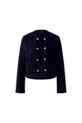 Oui 96341 Navy Blue Collarless Jacket with Gold Buttons by Oui, shop the Oui collection at Dotique online store.