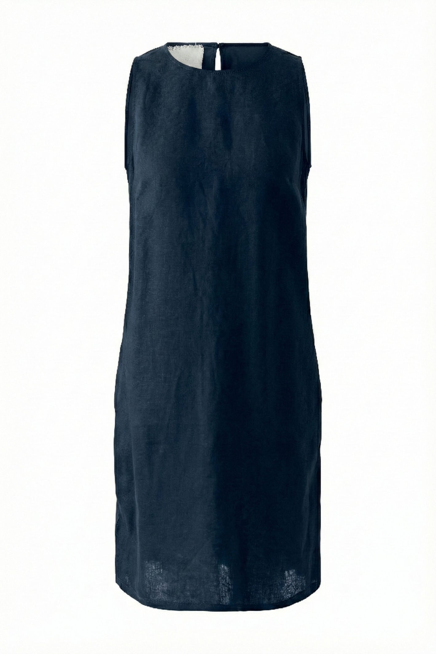Oui 97177 Linen Patch Pocket Dress Dark Blue by Oui in classic linen, shop Oui at Dotique for timeless summer elegance