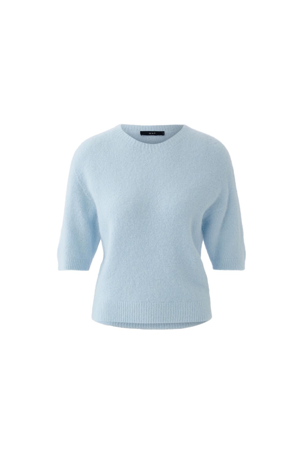 Oui 97620 Celestial Blue Round Neck Jumper by Oui featuring soft alpaca blend knit Shop Oui at Dotique for cozy elegance
