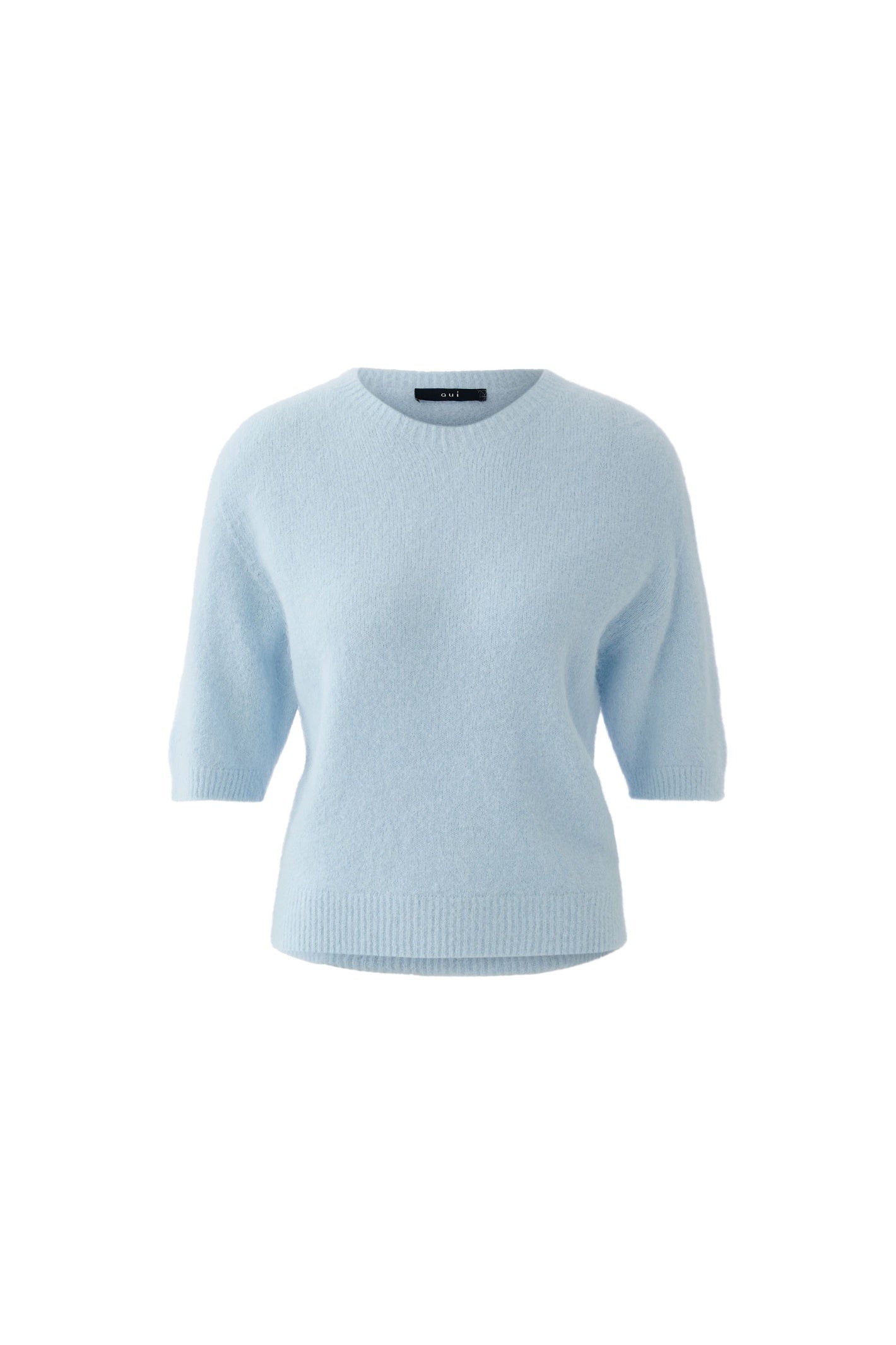Oui 97620 Celestial Blue Round Neck Jumper by Oui featuring soft alpaca blend knit Shop Oui at Dotique for cozy elegance