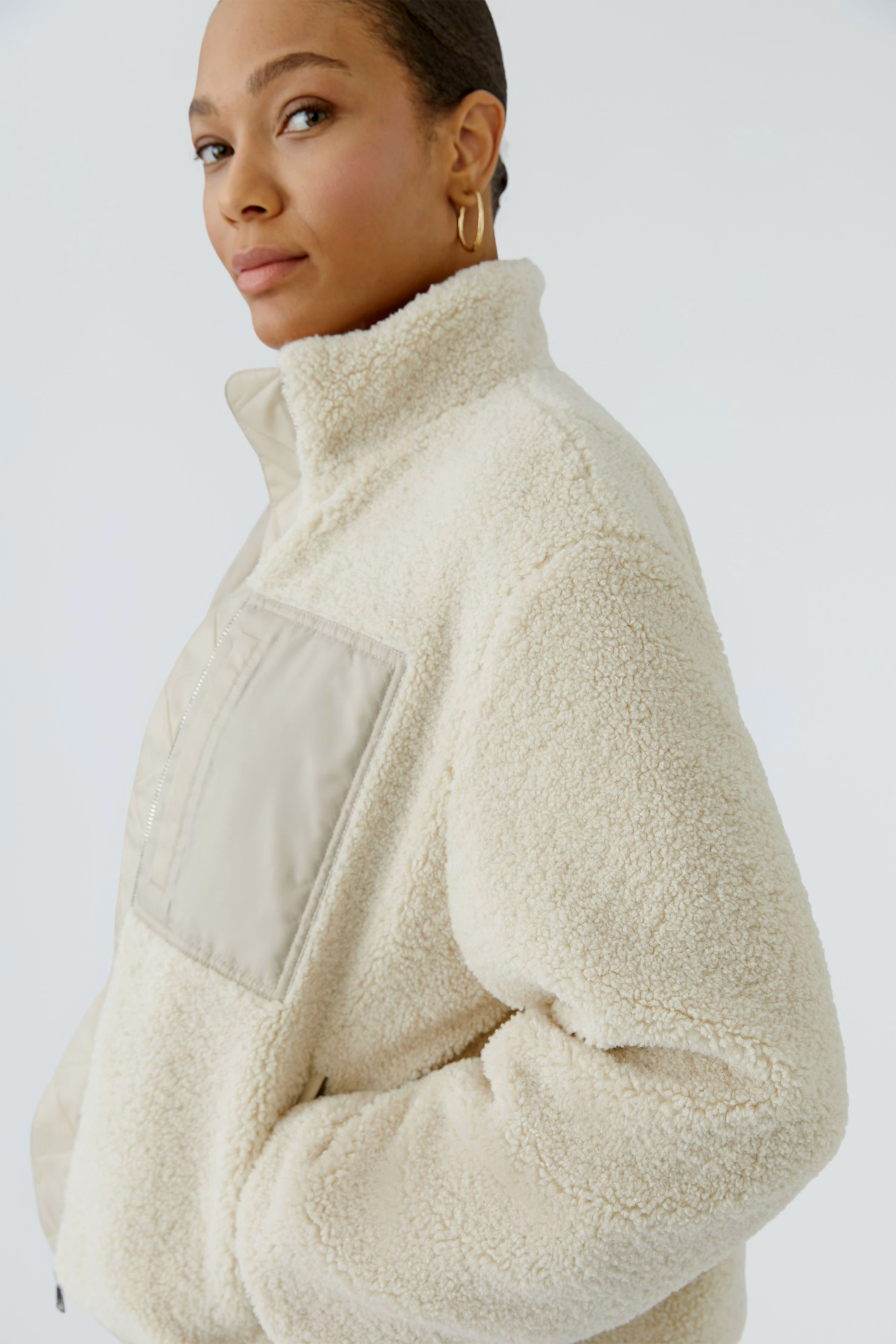 Oui light stone teddy fleece blouson jacket – Dotique