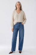 Oui light beige mel oversized V-neck pullover – Dotique