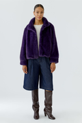 Oui Mysterioso purple faux fur outdoor jacket – Dotique