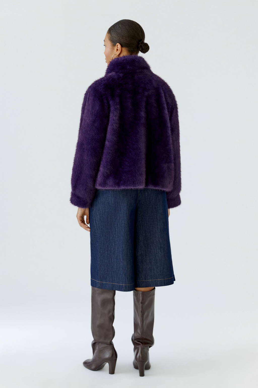 Oui Mysterioso purple faux fur outdoor jacket – Dotique