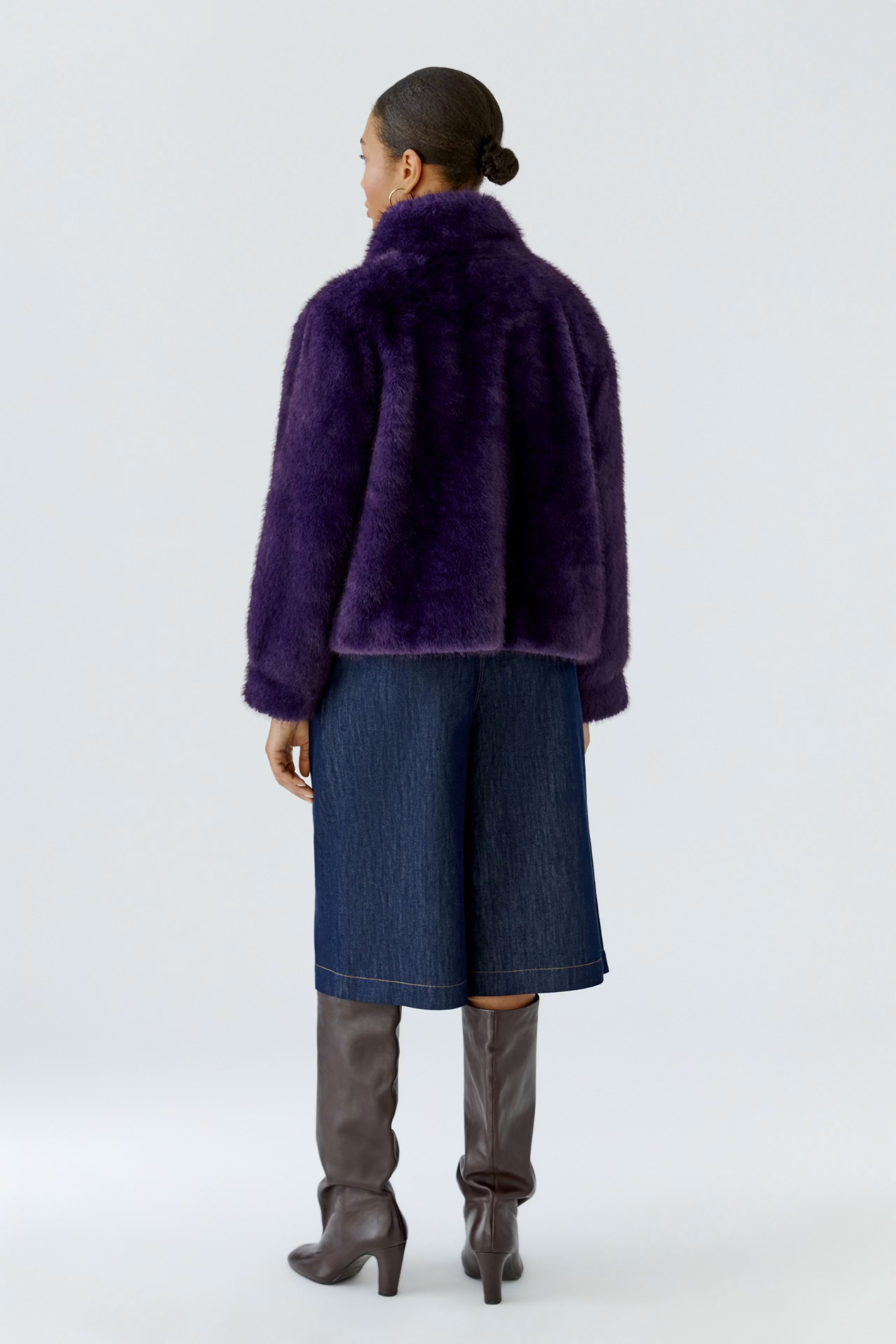 Oui Mysterioso purple faux fur outdoor jacket – Dotique