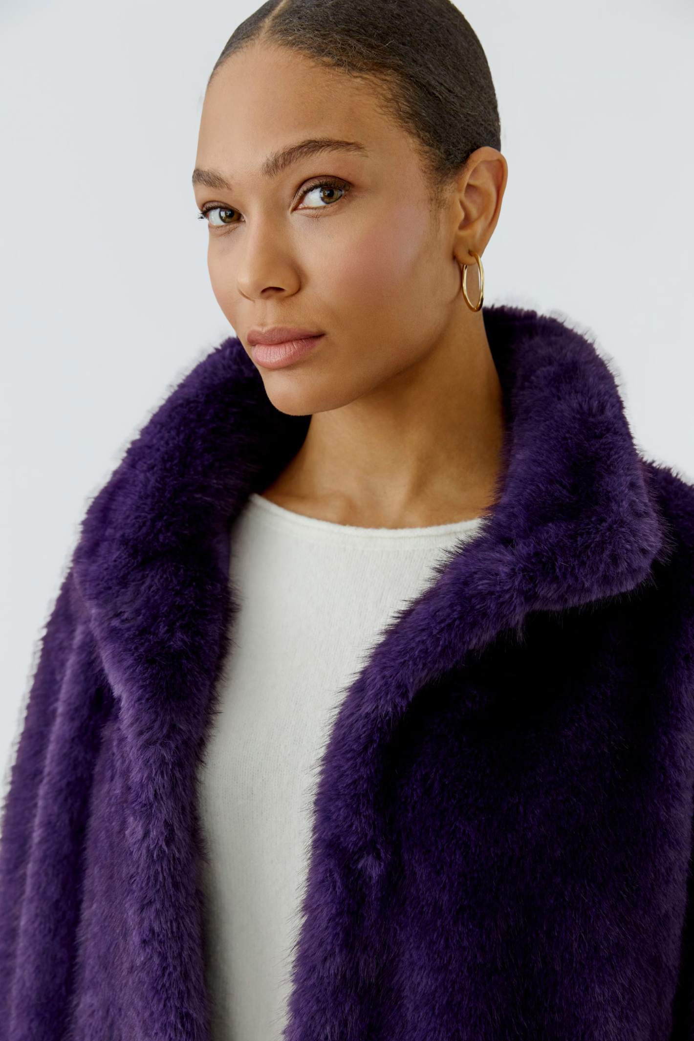 Oui Mysterioso purple faux fur outdoor jacket – Dotique
