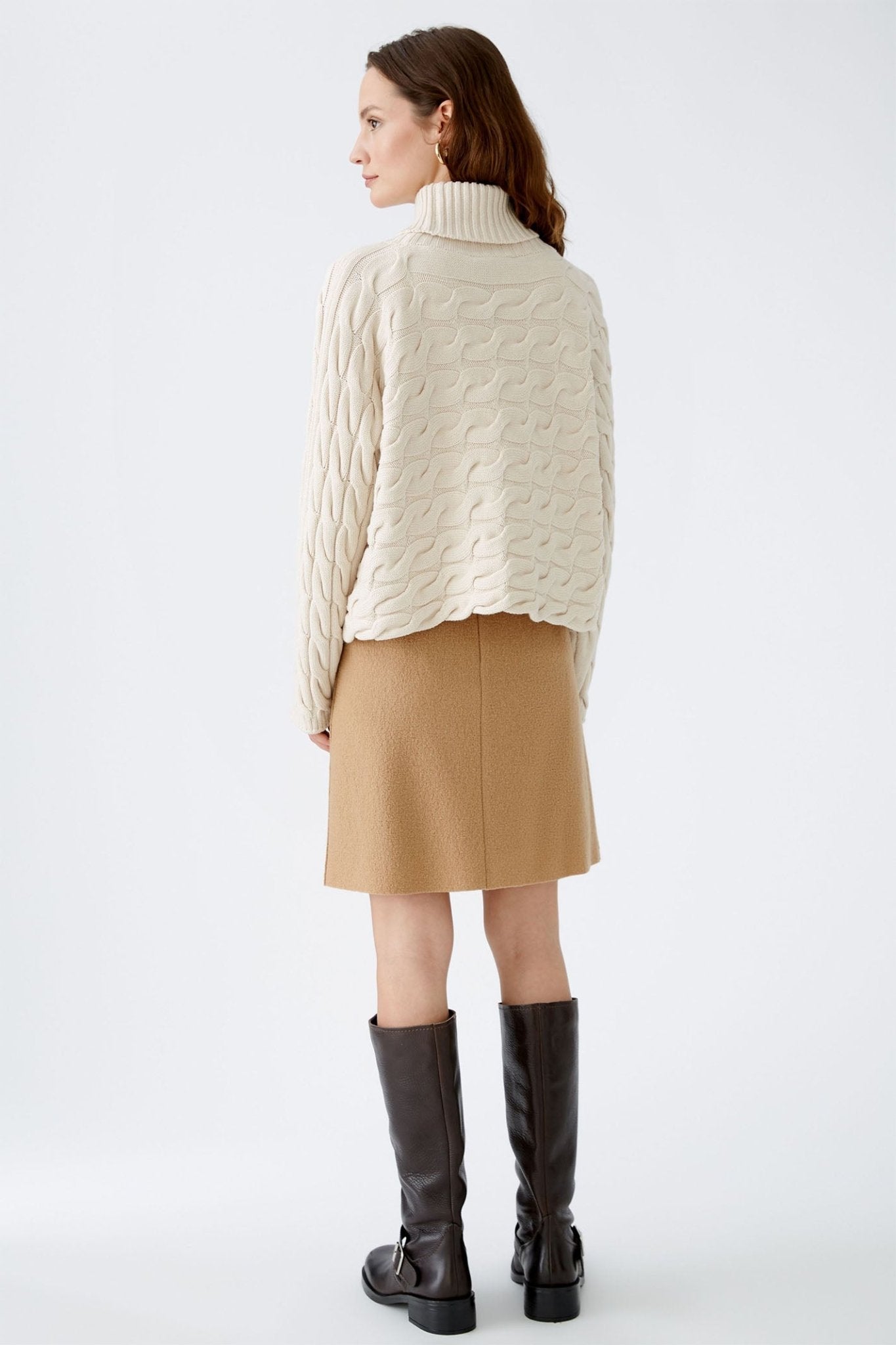 Oui Polo Neck Jumper Whitecap Grey 91595 - Dotique
