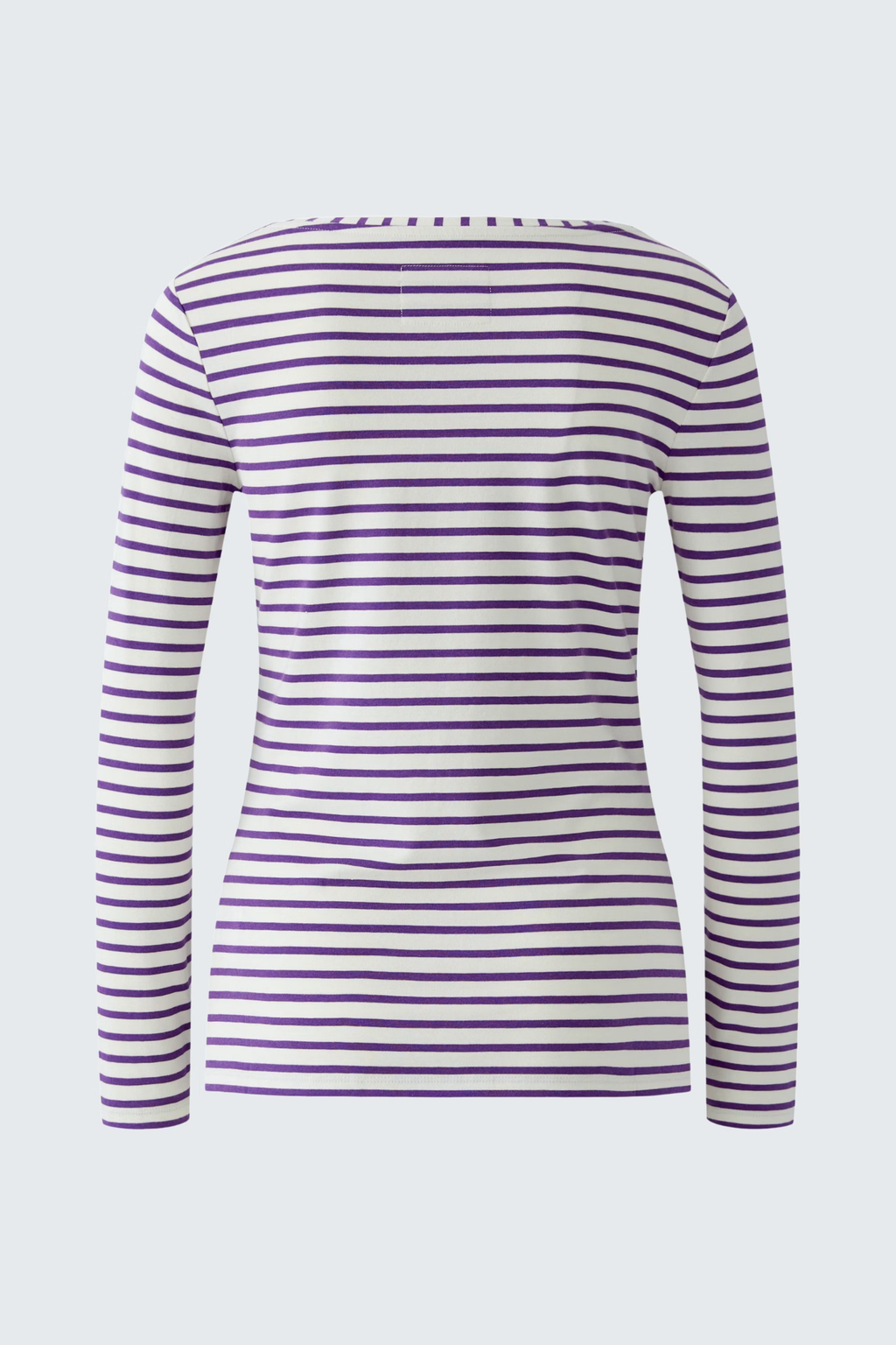 Oui Sumiko long sleeve striped shirt in violet and white with a fitted silhouette. Shop Oui at Dotique.