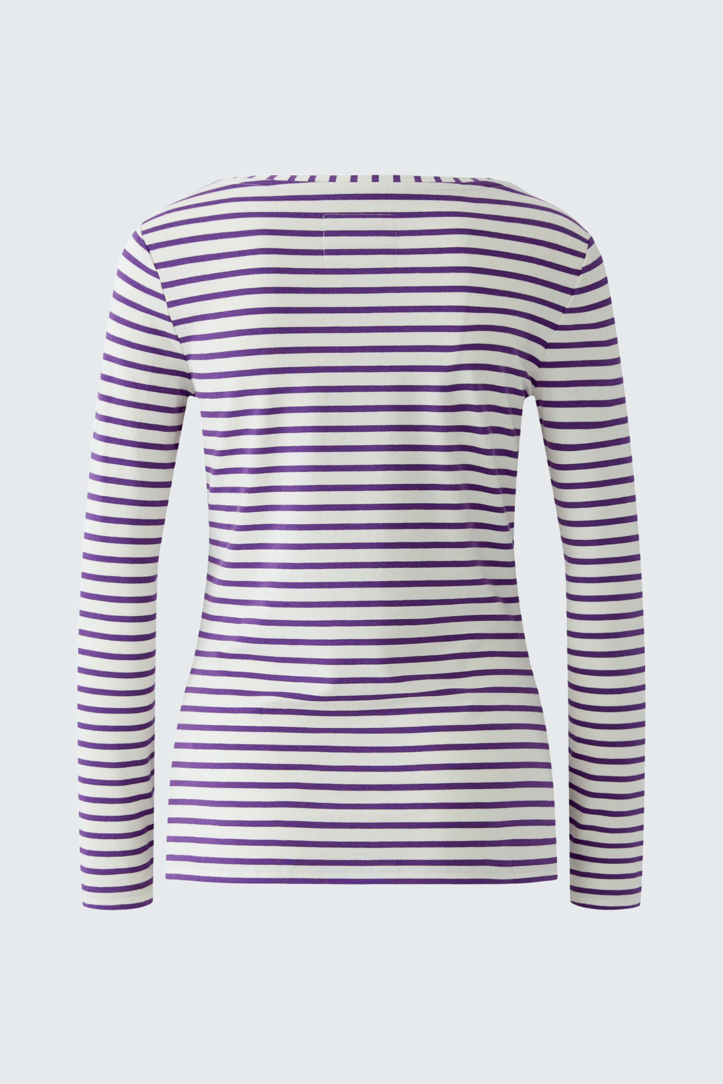 Oui Sumiko long sleeve striped shirt in violet and white with a fitted silhouette. Shop Oui at Dotique.