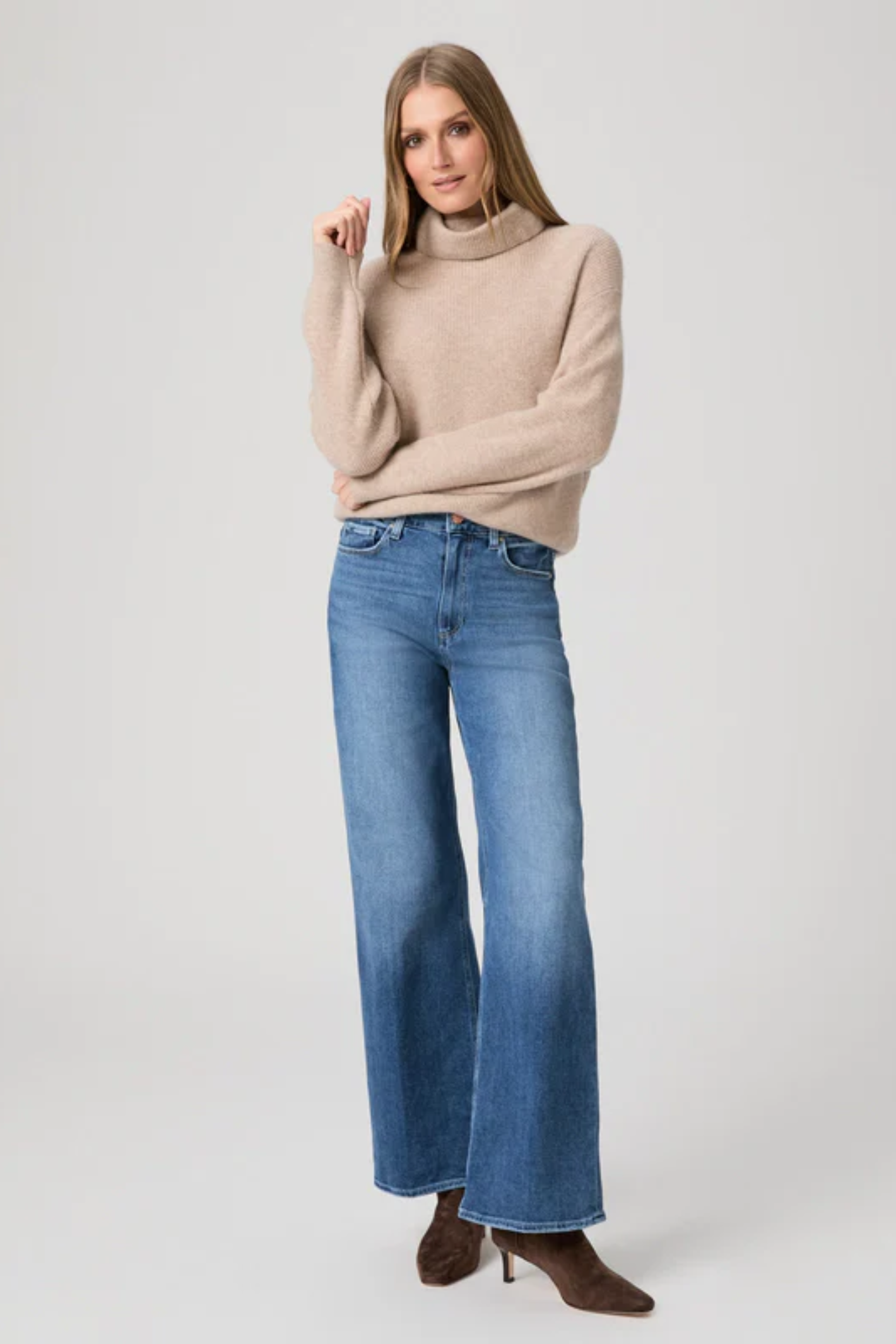 PAIGE Anessa 31" High Rise Wide Leg Jeans Freeride
