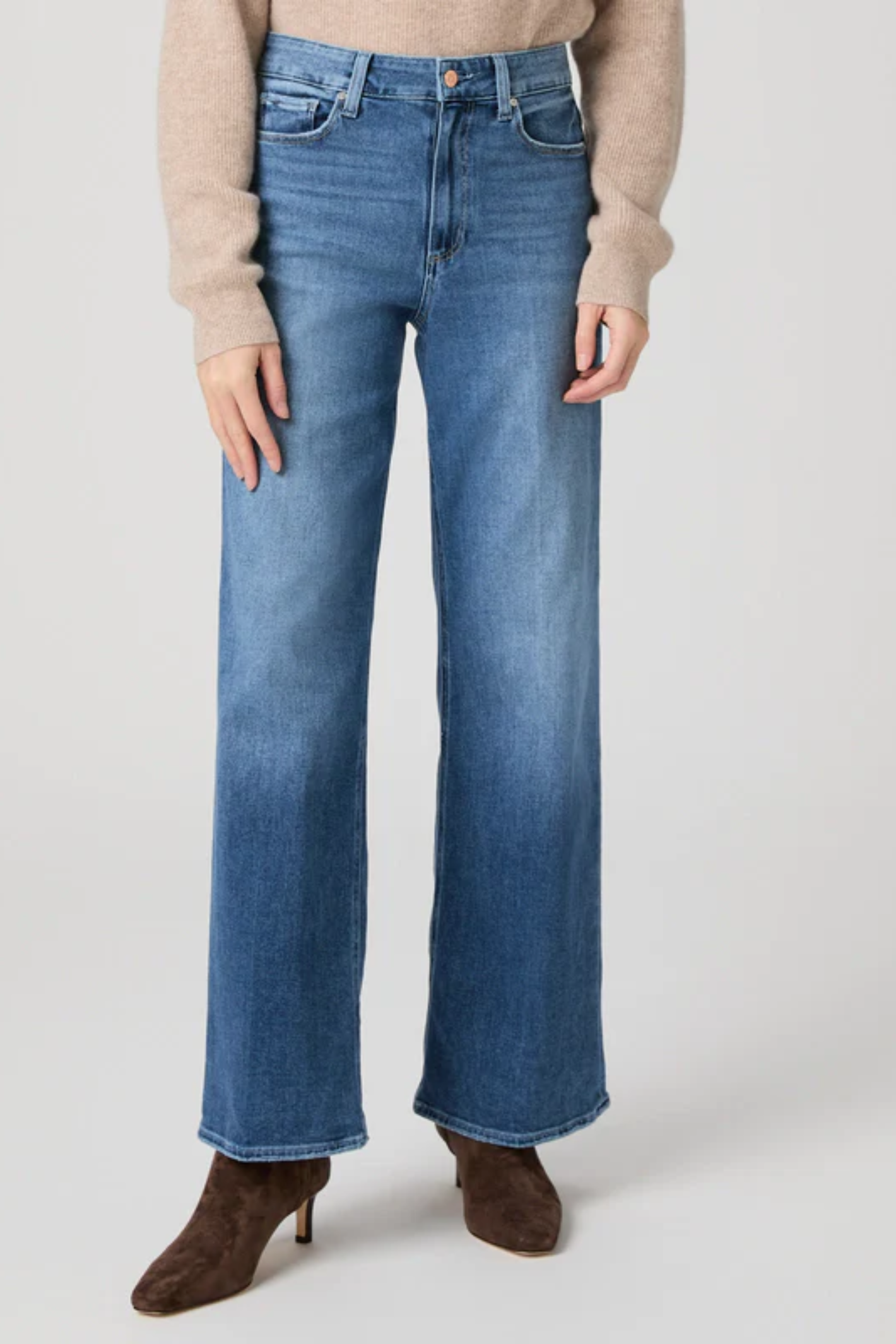 PAIGE Anessa 31" High Rise Wide Leg Jeans Freeride