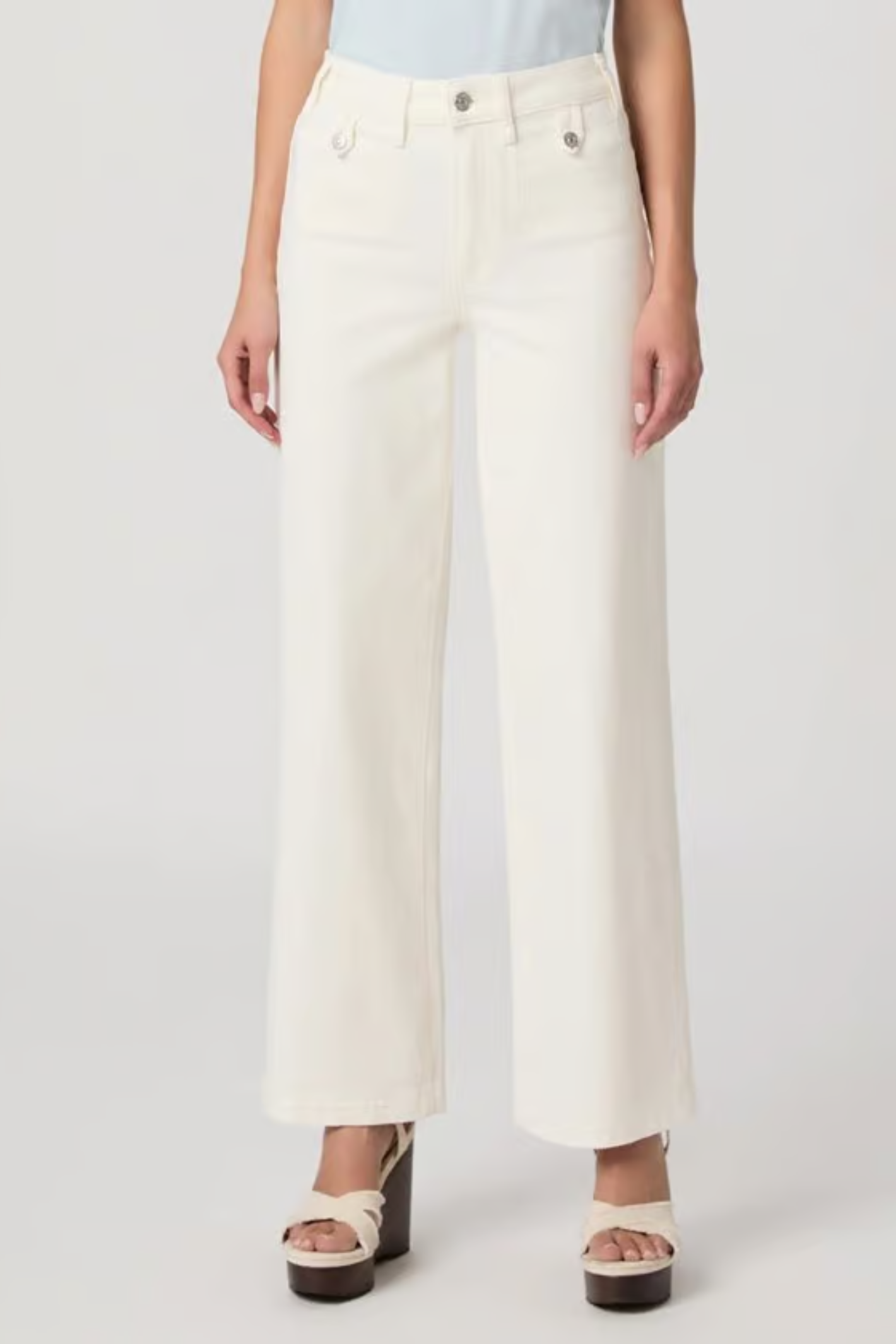 PAIGE Anessa 31" High Rise Wide Leg Jeans Tonal Ecru