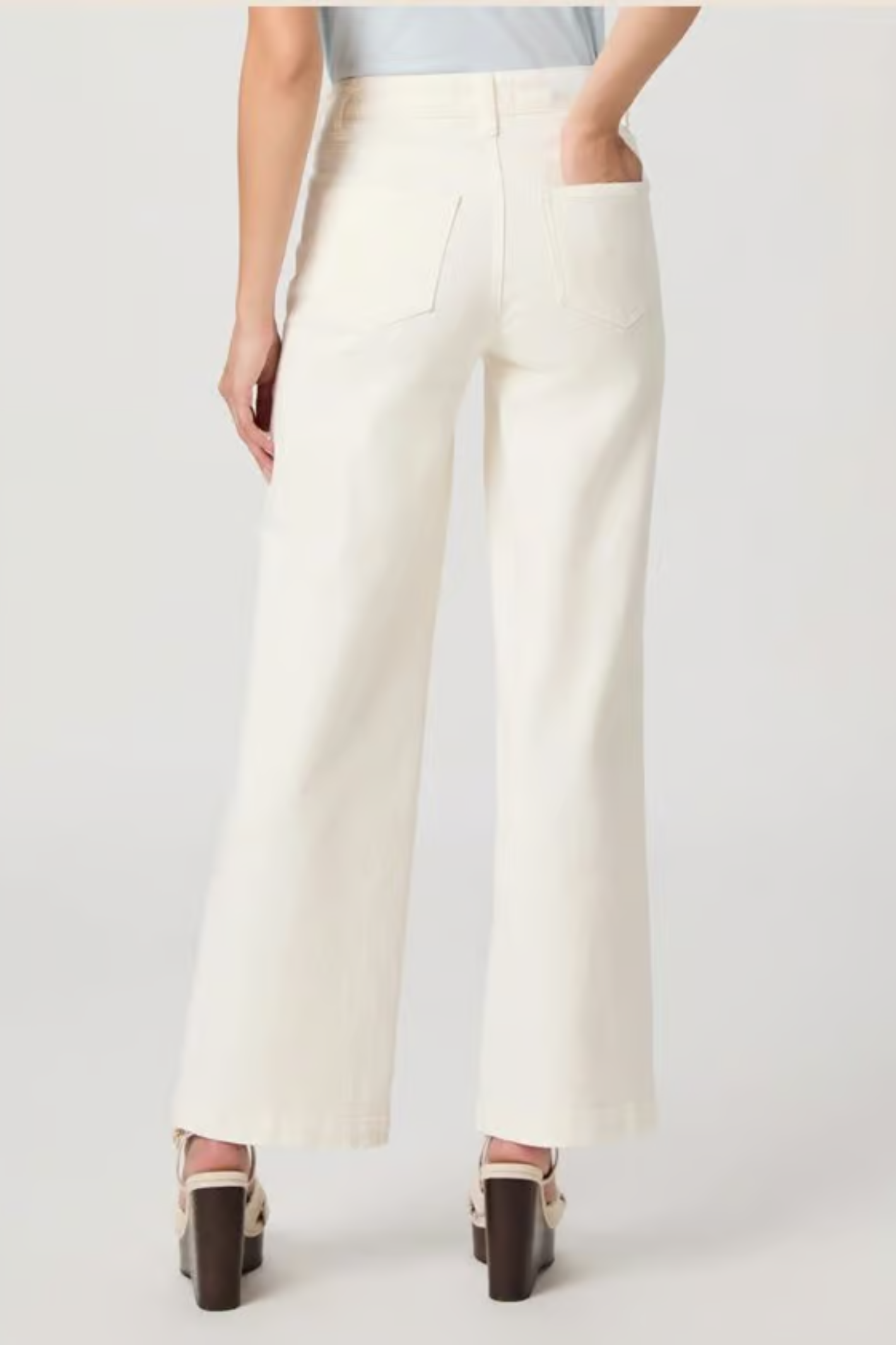 PAIGE Anessa 31" High Rise Wide Leg Jeans Tonal Ecru