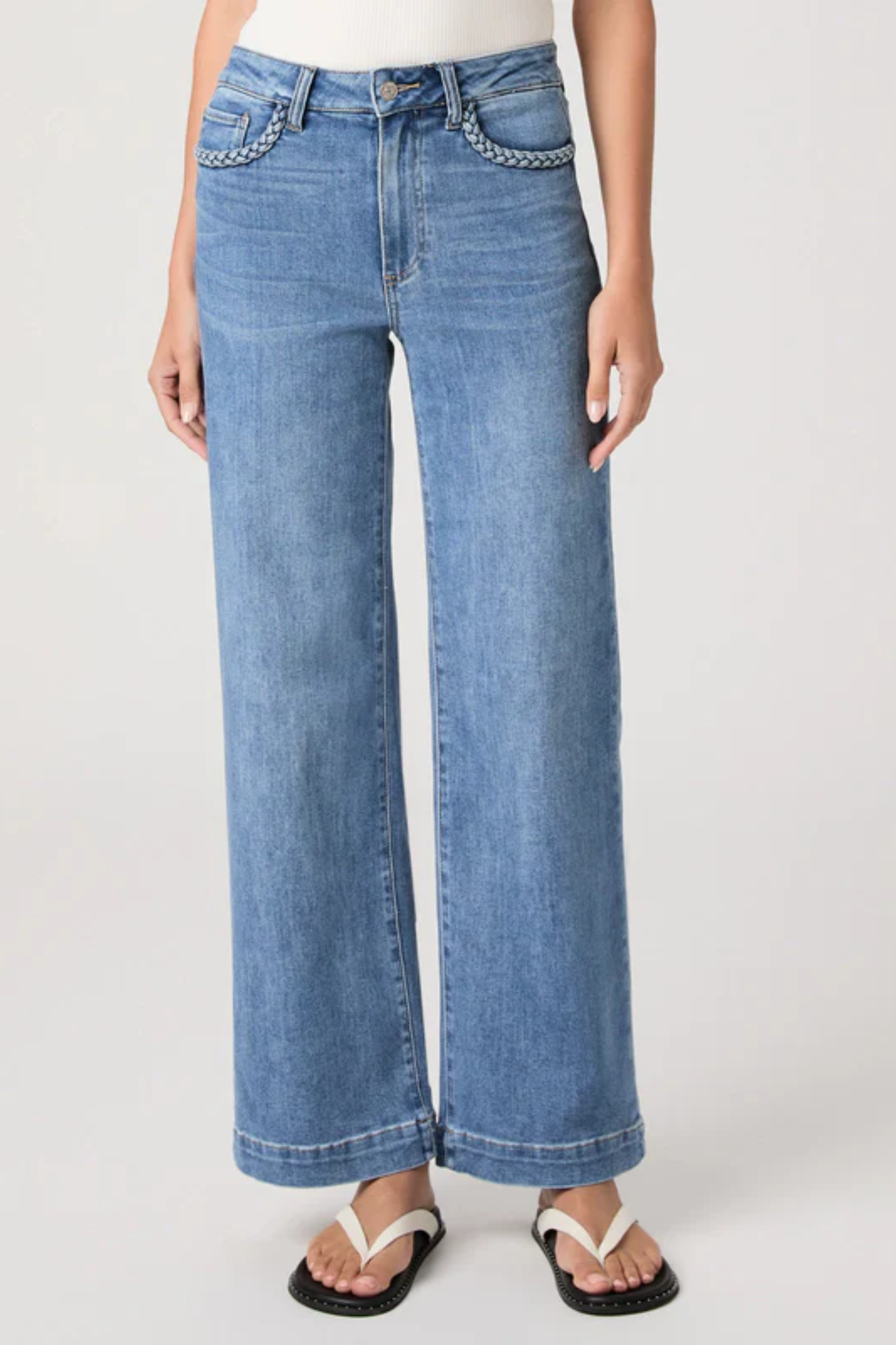 PAIGE Anessa 31" W/ Braided Pocket Edge Jeans - Encino