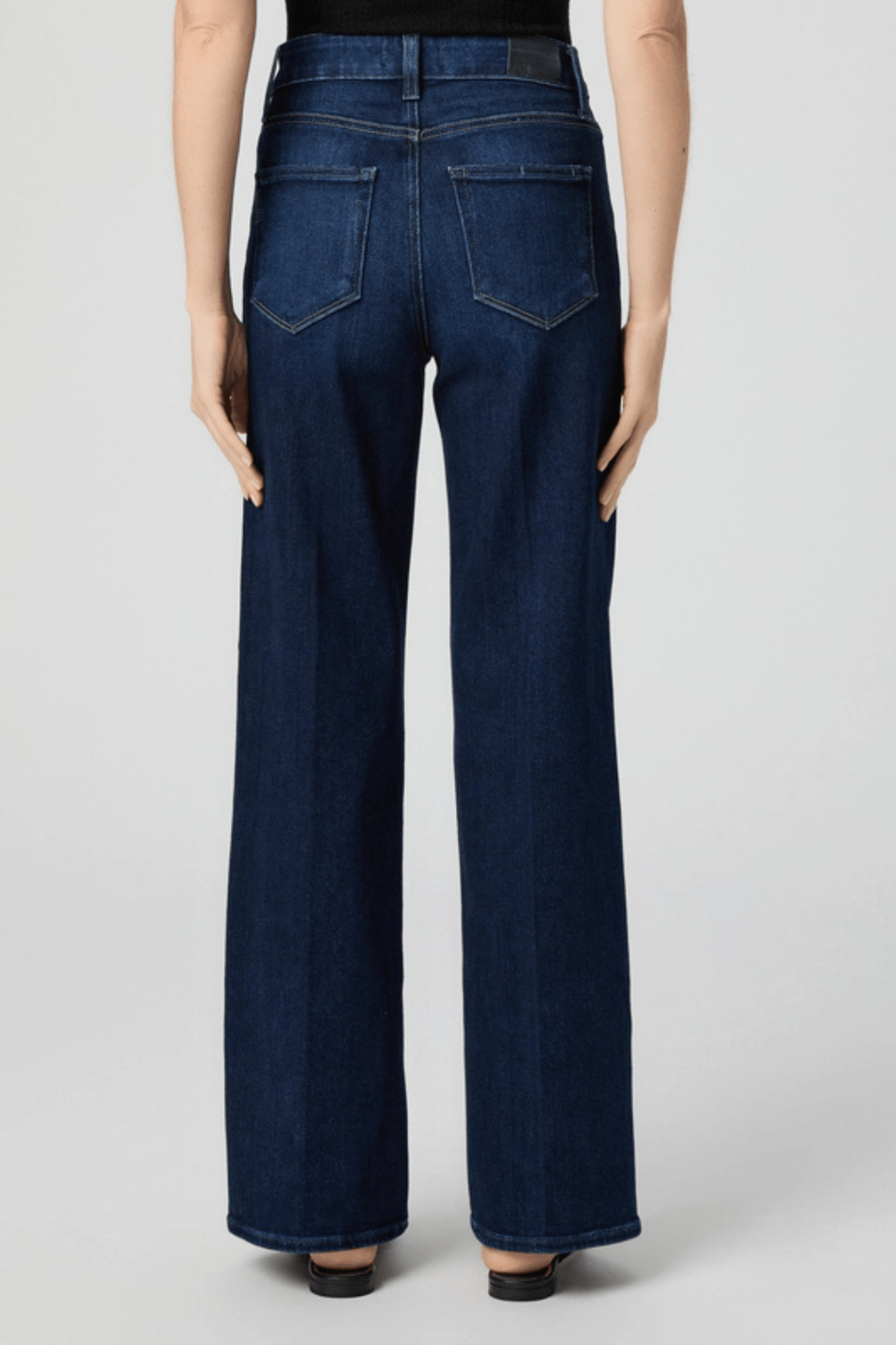 Paige Anessa 31 inch wide-leg jeans in Duke of York. High-rise fit with soft stretch denim.