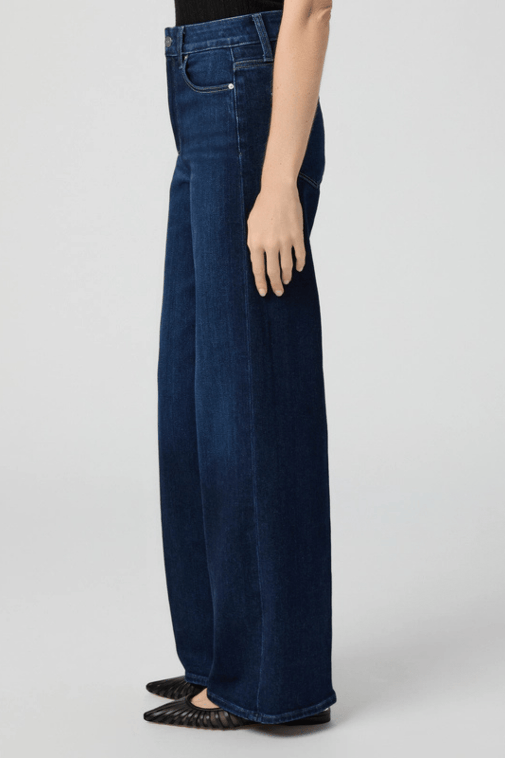 Paige Anessa 31 inch wide-leg jeans in Duke of York. High-rise fit with soft stretch denim.