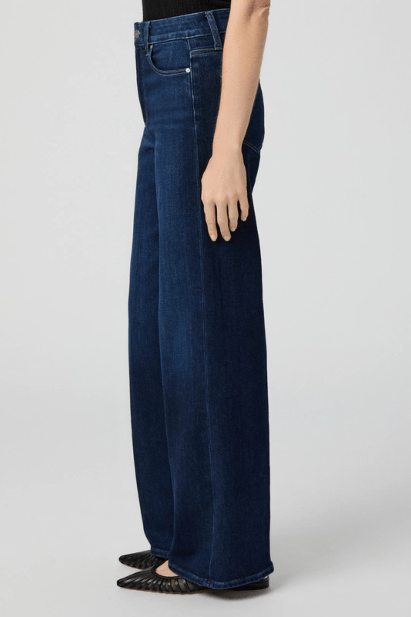 Paige Anessa 31 inch wide-leg jeans in Duke of York. High-rise fit with soft stretch denim.
