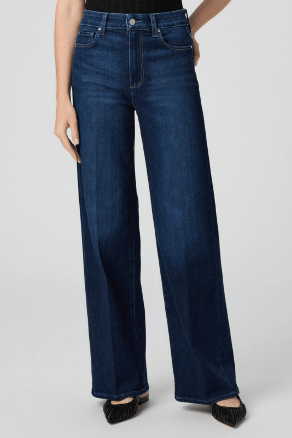 Paige Anessa 31 inch wide-leg jeans in Duke of York. High-rise fit with soft stretch denim.