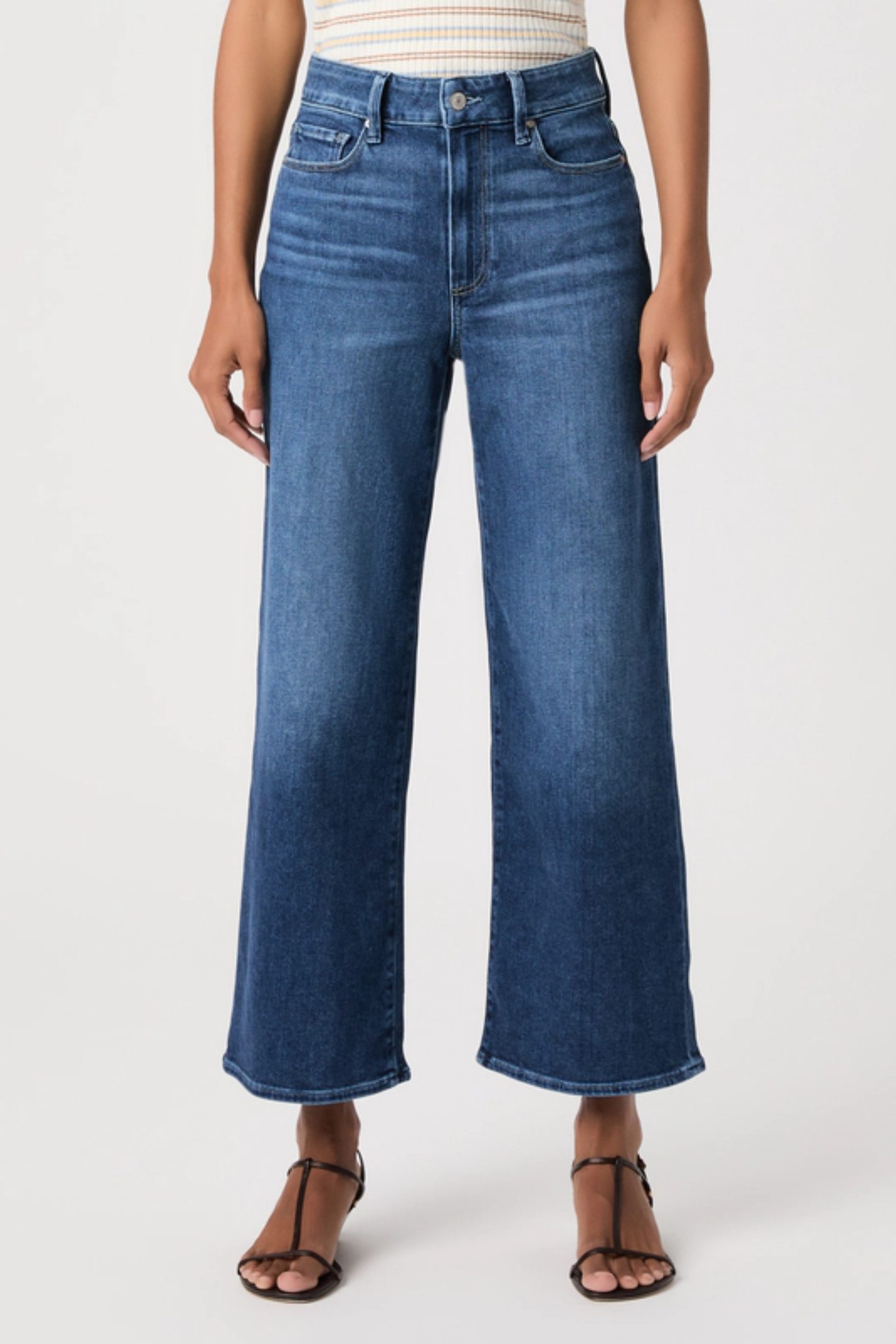 Shop the PAIGE Anessa Reverse Seamed Beltloops Jeans in Beachline at Dotique. High-rise wide-leg jeans in premium PAIGE VINTAGE denim with a fresh light wash and contemporary detailing.