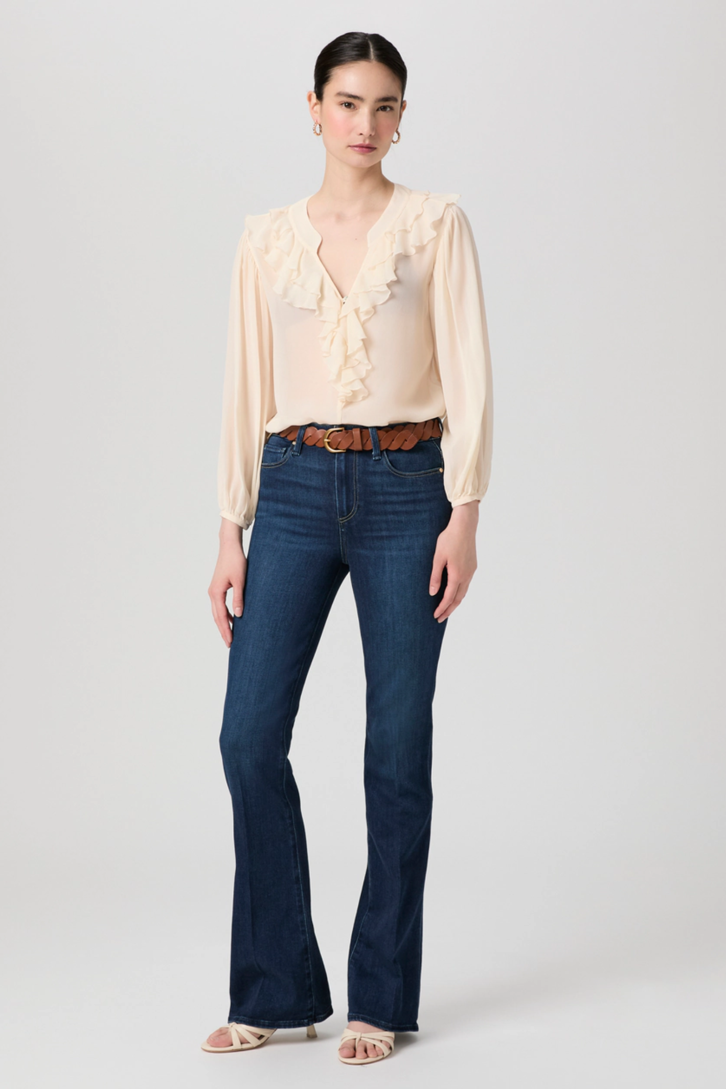 Paige Denim Laurel Canyon High Rise Bootcut Jean in Berlin dark blue wash