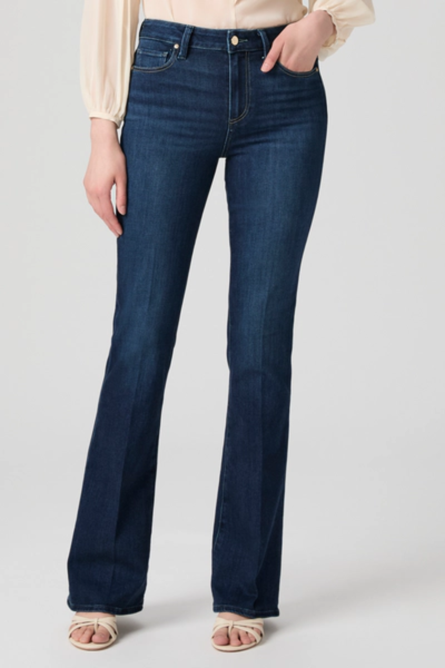 Paige Denim Laurel Canyon High Rise Bootcut Jean in Berlin dark blue wash