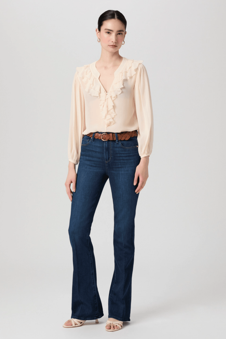 Paige Denim Laurel Canyon High Rise Bootcut Jean in Berlin dark blue wash