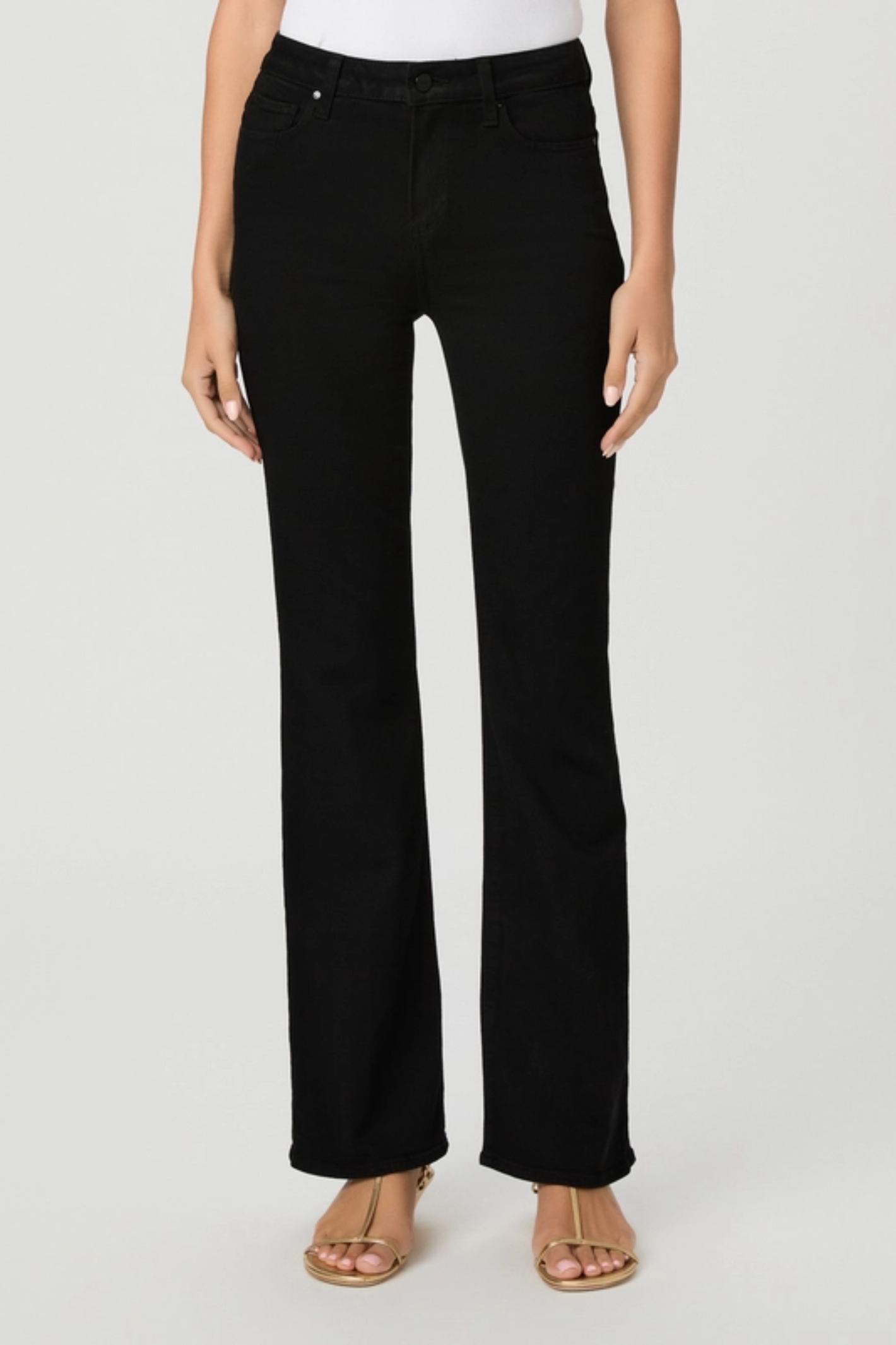 Shop the PAIGE High Rise Laurel Canyon 32" Bootcut Jeans in Black Shadow at Dotique. Crafted from signature TRANSCEND denim for exceptional comfort, stretch and a flattering bootcut fit.
