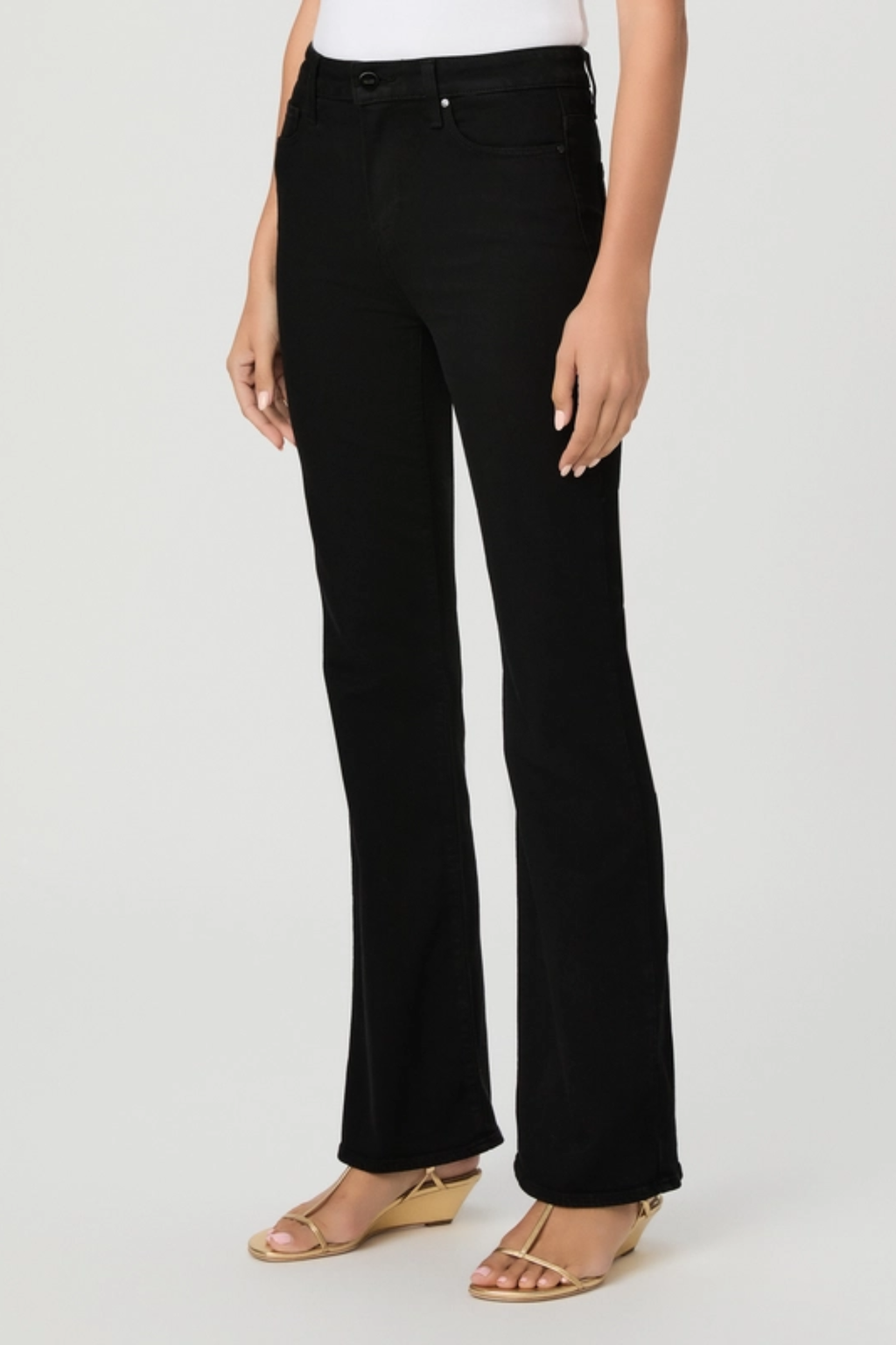 Shop the PAIGE High Rise Laurel Canyon 32" Bootcut Jeans in Black Shadow at Dotique. Crafted from signature TRANSCEND denim for exceptional comfort, stretch and a flattering bootcut fit.