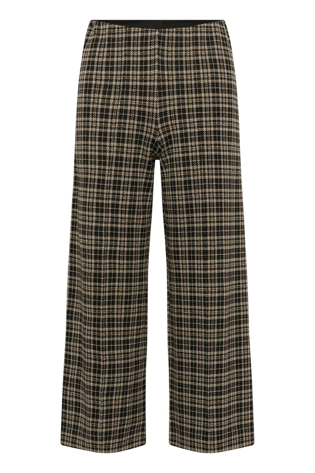 Part Two IlisanPW PA pull-on trousers dark navy check with elasticated waistband and no button fastening.

