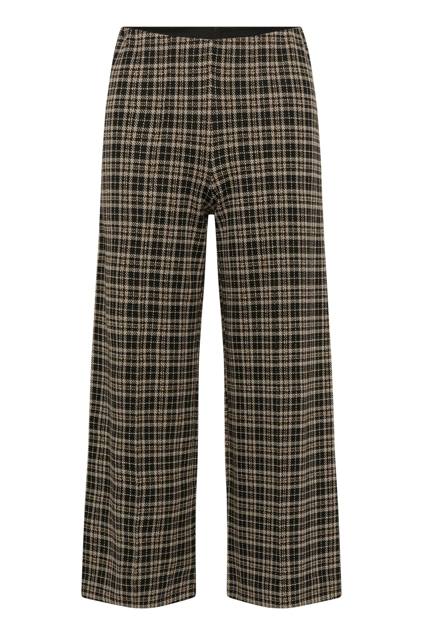 Part Two IlisanPW PA pull-on trousers dark navy check with elasticated waistband and no button fastening.

